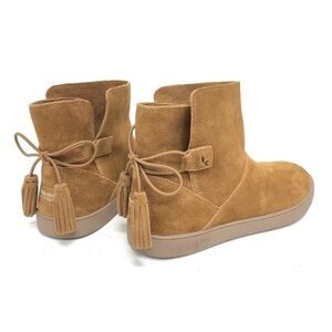 Koolaburra by UGG Natural Skyller Sueded Bow Tassel Flat Casual Booties Size 9